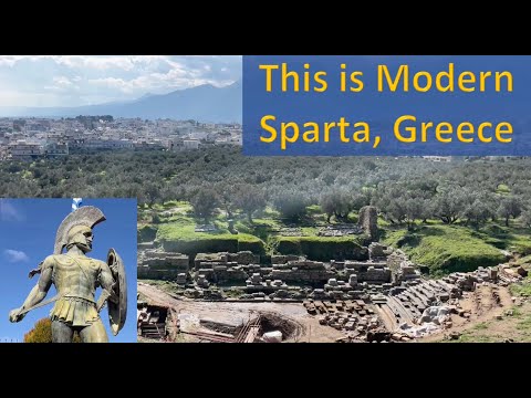 ???????? Modern SPARTA today. Town, Leonidas, Mystras, Greece.