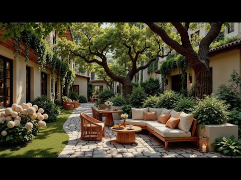 Tranquil Outdoor Café Jazz | Green Garden Ambience and Gentle Jazz for Focus, Work and Relaxation