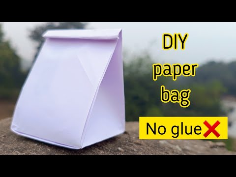 Origami paper bag|How to make paper bag without glue|No glue paper craft|DIY gift bag|No glue box
