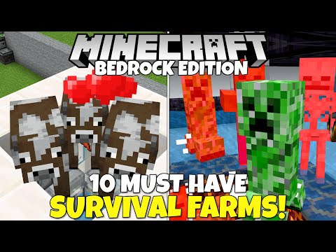 10 MUST HAVE Farms For Survival Minecraft! Bedrock Edition