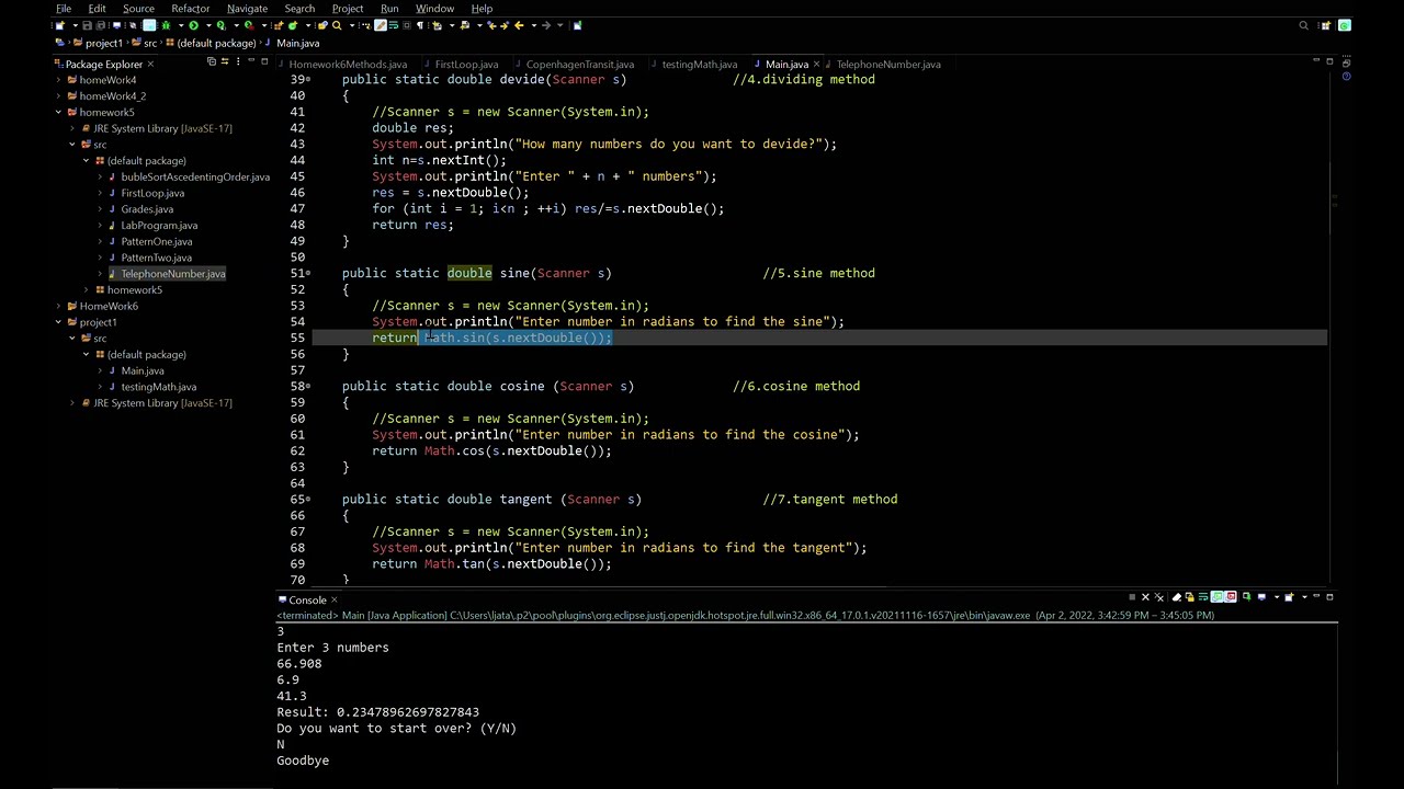 eclipse workspace   project1 src Main java   Eclipse IDE 2022 04 02 15 45 57