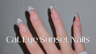 Cat Eye Blush Nails/ Sunset Nails 🌅/ Douyin Nails/ asmr/ Gelx/ Self-Nail/ Xiahongshu Nail Art