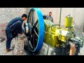 Starting Amazing 22hp Diesel Engine On Flour Mill || Diesel Fuel Engines || Desi Old Black Engine
