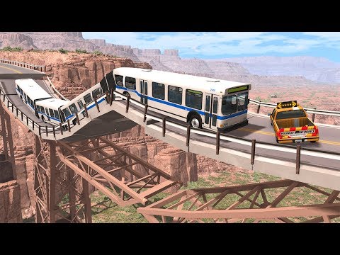 Collapsing Bridge Pileup Car Crashes #29 - BeamNG DRIVE | SmashChan