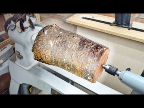 Grinding for FUN - A CHERRY LOG woodturning experiment