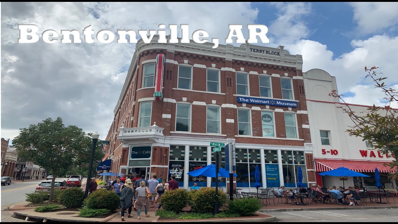 Immersive street-level walking tour through Bentonville, AR, United States, showcasing authentic urban landscapes, local architecture, and the vibrant atmosphere of the city's neighborhoods
