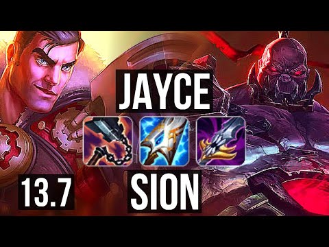 JAYCE vs SION (TOP) | 7 solo kills, 300+ games | KR Master | 13.7