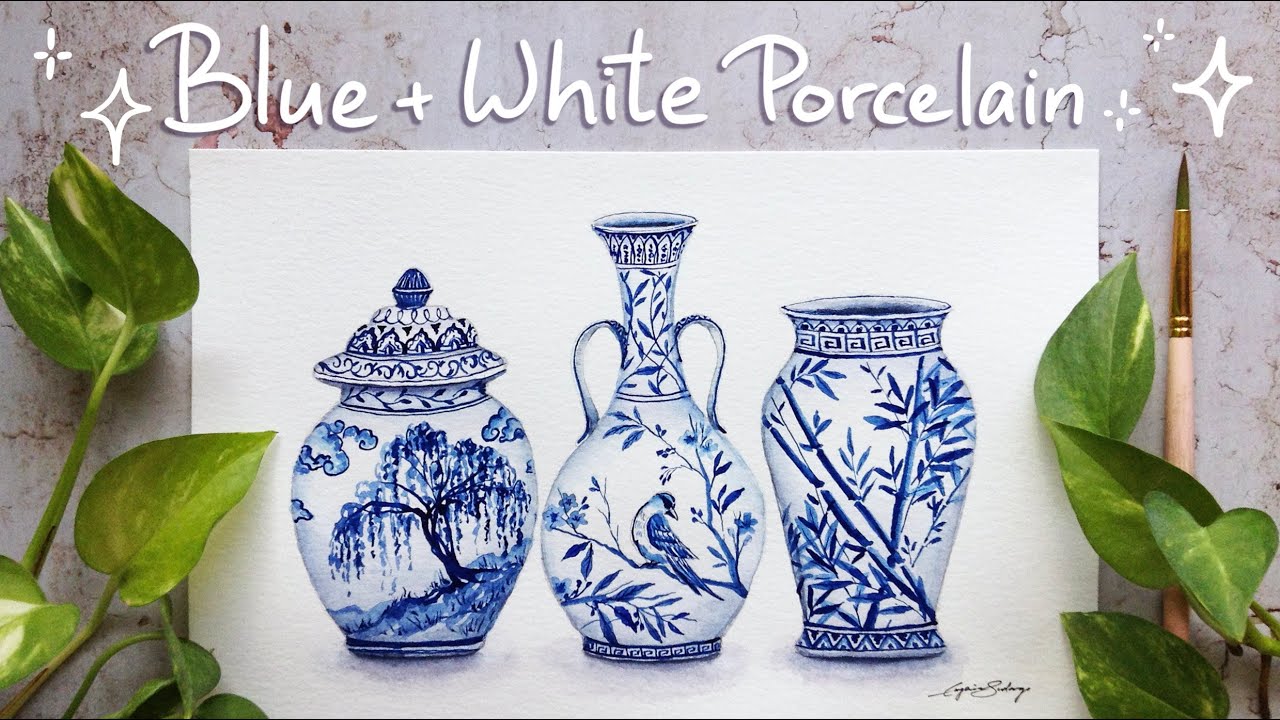 Blue and White Porcelain: Watercolor tutorial