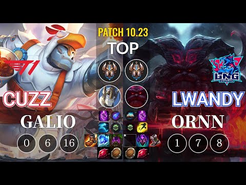 T1 Cuzz Galio vs LNG lwandy Ornn Top - KR Patch 10.23