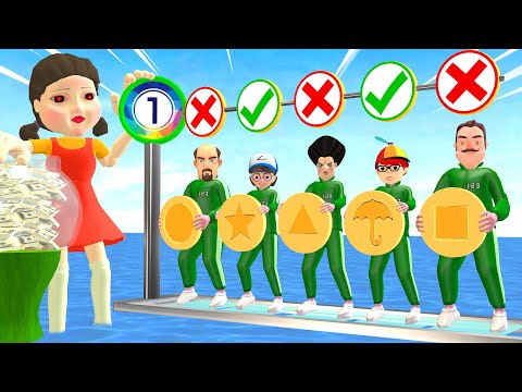 😃Scary Stranger 3D - Squid Game (오징어 게임) Trying Honeycomb CandyShape Challenge in AutoGlass Game #27