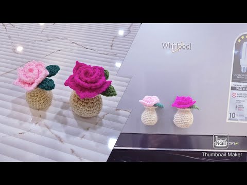 Crochet flower pot fridge magnet | Crochet fridge magnet tutorial #crochet #diy #handmade #flower