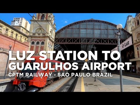 Viagem de trem da Estação Central da Luz até o Aeroporto de São Paulo | Praça Da Luz Brasil | Ferrovia CPTM BRASIL