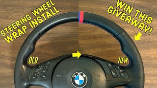 BMW E46 Steering wheel restoration - Custom M3 DIY wrap install and review - Instagram Giveaway