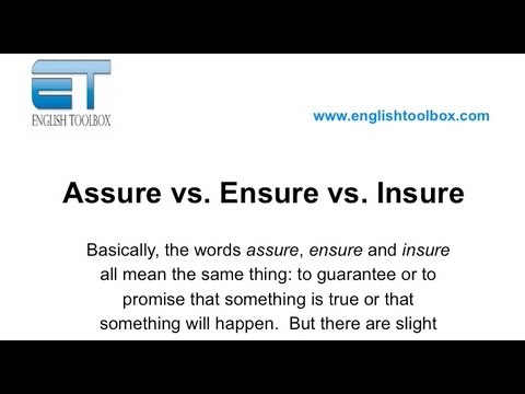 Assure vs. Ensure vs. Insure