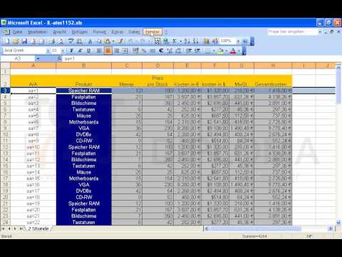 Fixieren Sie im aktiven Arbeitsblatt die Fensterinhalte für die ersten zwei Zeilen.