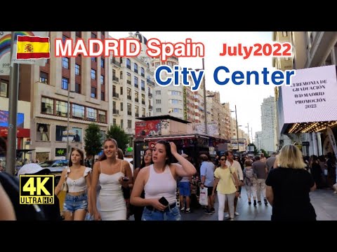 [4K] SUMMER 2022 MADRID City Center 🇪🇸 Spain - Sol to Plaza de España WALK TOUR - July 2022