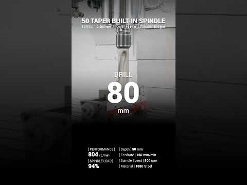 TERA Series Built-in 50 Taper Spindle Rips Through 1050 Steel