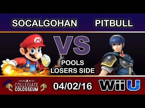 Tespa Collegiate: SoCalGohan (Mario) Vs. Pitbull (Marth) Pools Losers - Smash Wii U