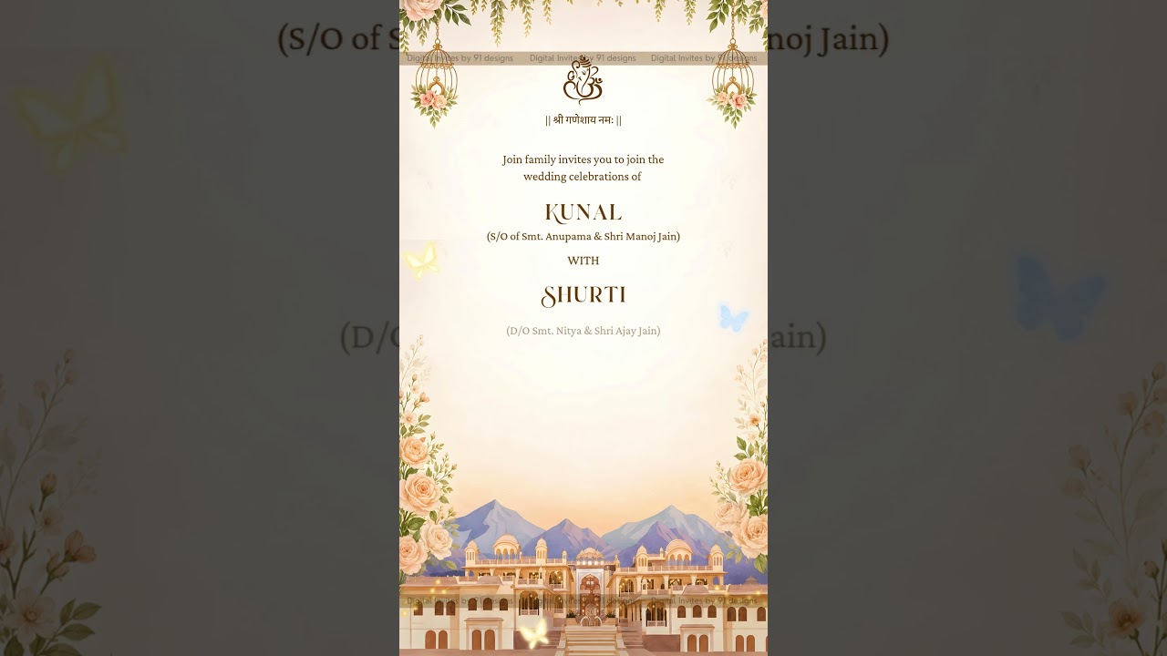 Floral Watercolour Indian Wedding Invite