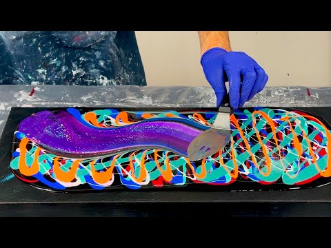 Chaos Ribbon Swipe and Spin~Cell Activator~Acrylic Pour Painting~Fluid Art~230