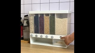 Amazon Wall-Mounted Dispenser 6-Grid Cereal Dispensers Kitchen Storage Container #amazon