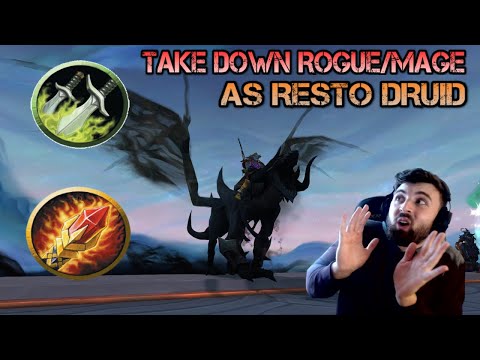 HOW TO BEAT ROGUE/MAGE AS RESTO DRUID I Shadowlands Arena PvP