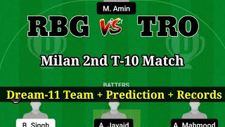 RBG vs TRO Dream11 | Milan T10 RBG vs TRO dream11 prediction | today t10 RBG vs TRO dream11 team