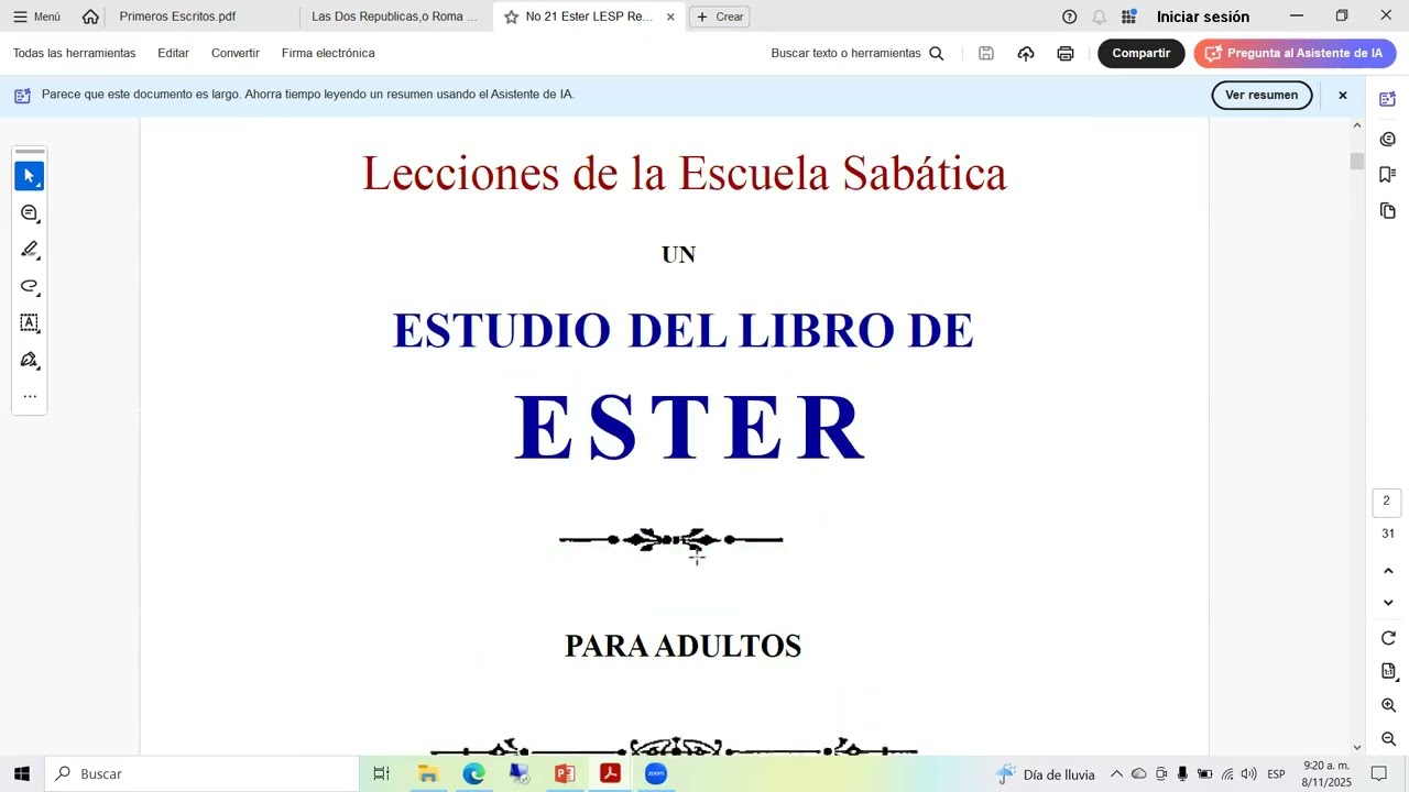 ESCUELA SABATICA 1905: EL LIBRO DE ESTHER. LECCION No. 3. Argenis Contreras.