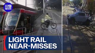 Warning to pay attention amidst light rail near misses | 9 News Australia