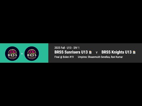 WYCL U13 Finals BRSS Sunrisers vs BRSS Knights USA Cricket 2025