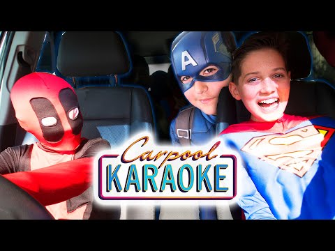 SUPER HERO CARPOOL KARAOKE - Kids Parody