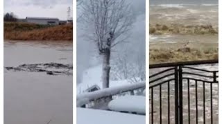 Il video del Natale in allerta rossa dell'Emilia-Romagna: fiumi e torrenti in piane, neve in Appe...