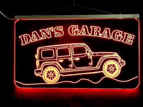 Personalized Jeep LED Man Cave Garage Sign - Hanging Sign - Remote Controlled