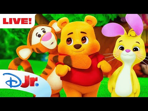 🔴 LIVE! 24 HOURS Playtime with Winnie the Pooh & Friends 🍯 | Music, Games & Adventures | @disneyjr