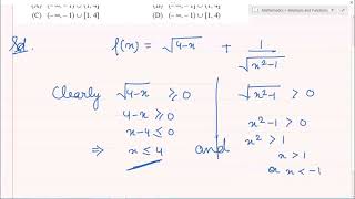 The domain of the function f defined by f(x) = sqrt(4-x) + 1/ sqrt (x^2 - 1) is equal to
