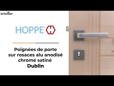Poignées de porte sur rosaces aluminium anodisé - chromé satiné Dublin HOPPE