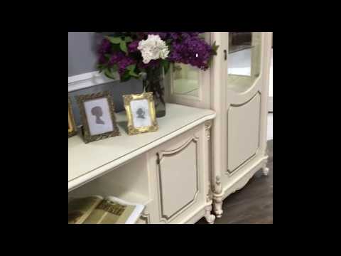 Стол косметический с зеркалом и банкеткой "Дель-Монте" (МДФ) (Крем/Шелкография/Бархат) EsandwichUgML