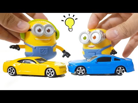 The Minions fights over racing toy cars! The Tomica Double Lift Road Set.