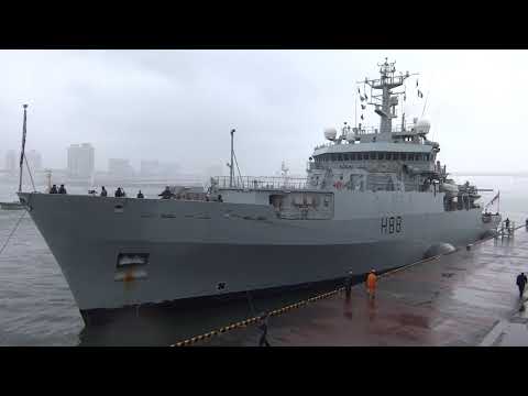 英海軍 海洋観測艦 エンタープライズ(HMS Enterpurise)H88 東京港晴海ふ頭へ入港 2019-10-22(動画修正再アップ)