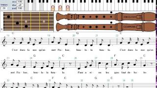 How to play 'Dans le Port de Tacoma' on keyboard, recorder and guitar   tutorial