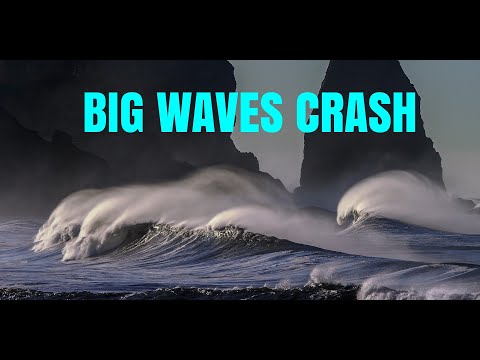 big ocean sounds huge waves crashing into rocky shore and exploding 2020