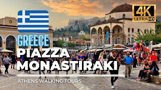 【4K Walking Tour 】Walking Athens, Greece - Piazza Monastiraki Square