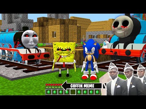 This is THOMAS THE TANK ENGINE.EXE and FRIENDS in Minecraft - Coffin Meme SONIC AND SPONGEBOB part 2