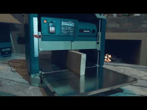 Makita 2012NBX Obliavimo staklės, 0-1,5/0-3,0mm, max 240x304mm, 8,5m/min, 1650 W su stovu video