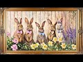 Vintage Easter Bunny Garden | Spring Frame TV Art Screensaver with Gold Frame | Easter Frame Art 4K DEFAULT Thumbnail