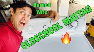 Why this old school Maytag dryer isn’t heating | MDE2600AYW | Quick teardown & burned wire fix