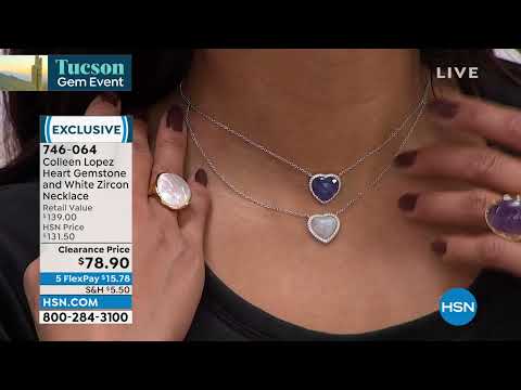 Colleen Lopez Sterling Silver Heart Gemstone and White Z...