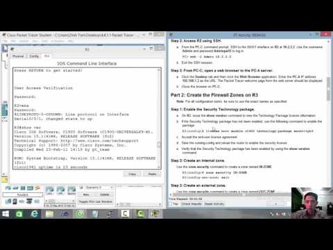 [CCNA Security] 4.4.1.1 Packet Tracer - Configuring a Zone-Based Policy Firewall (ZPF)