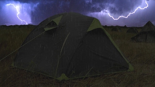Thunderstorm &amp; Rain On Tent Sounds For Sleeping ~ Lightning Drops Downpour Canvas Ambience