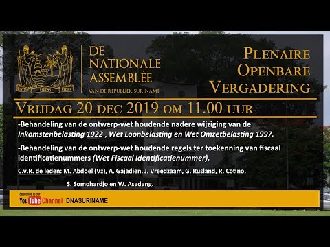 PLENAIRE OPENBARE VERGADERING 20 December 2019